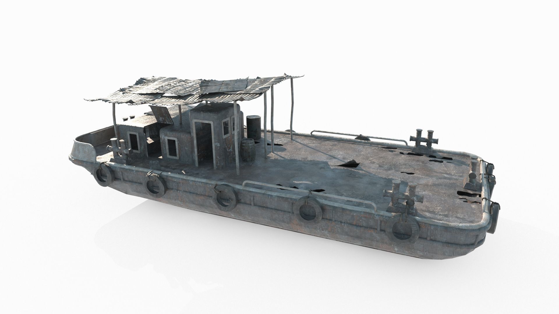 Old water vehicles worn-out transport vessels 3D model_7