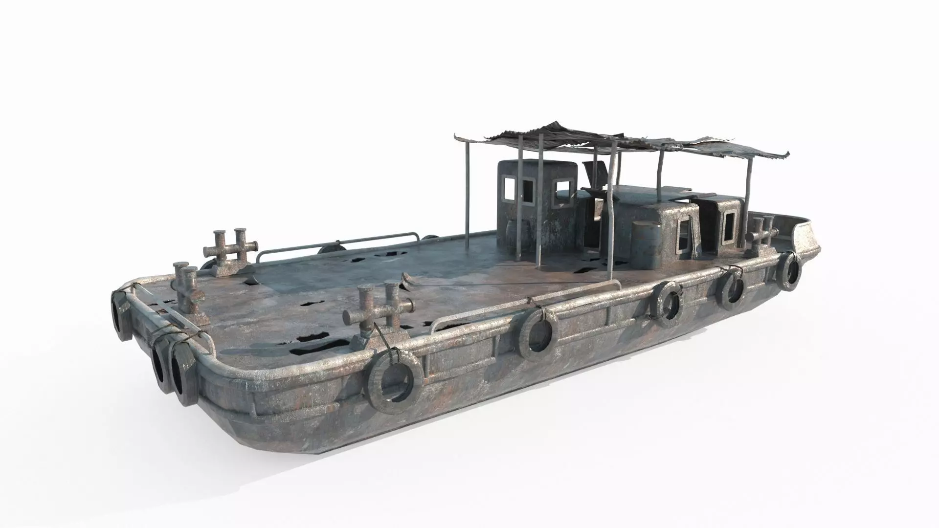 Old water vehicles worn-out transport vessels 3D model_0