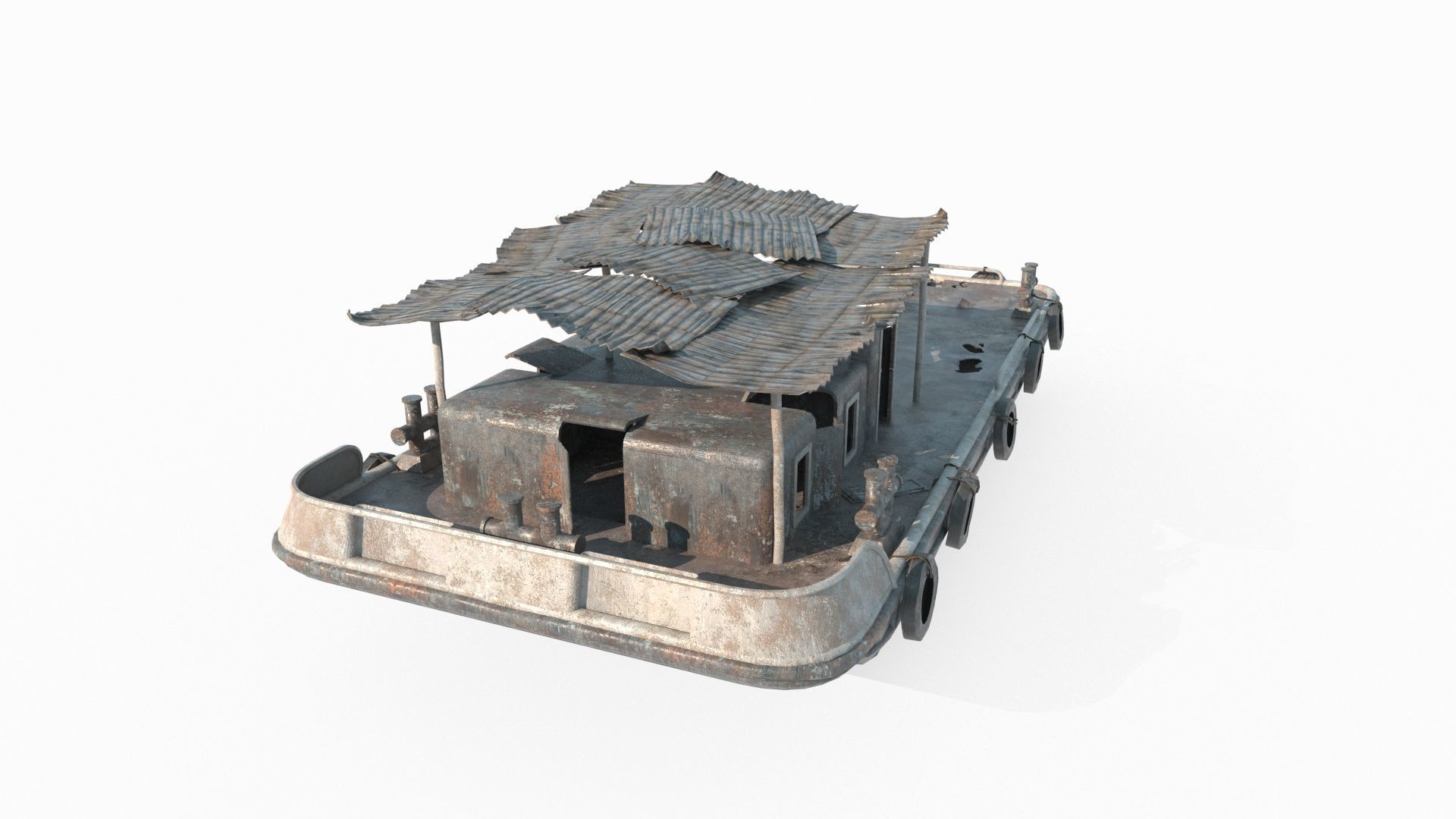 Old water vehicles worn-out transport vessels 3D model_8