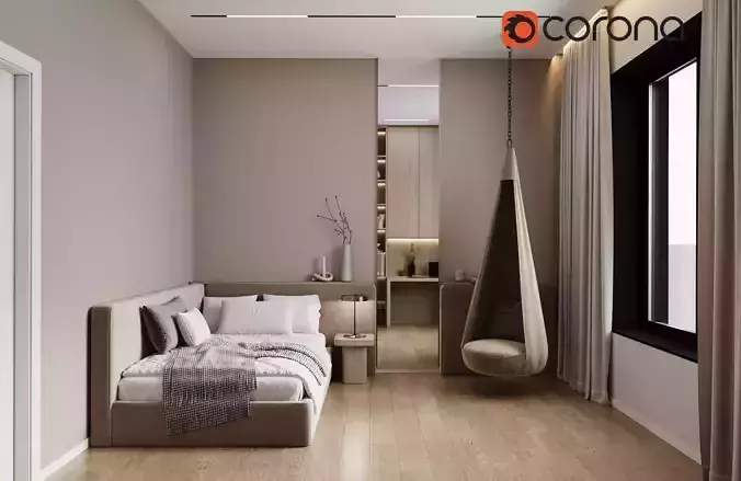 3ds max Corona bedroom scene
