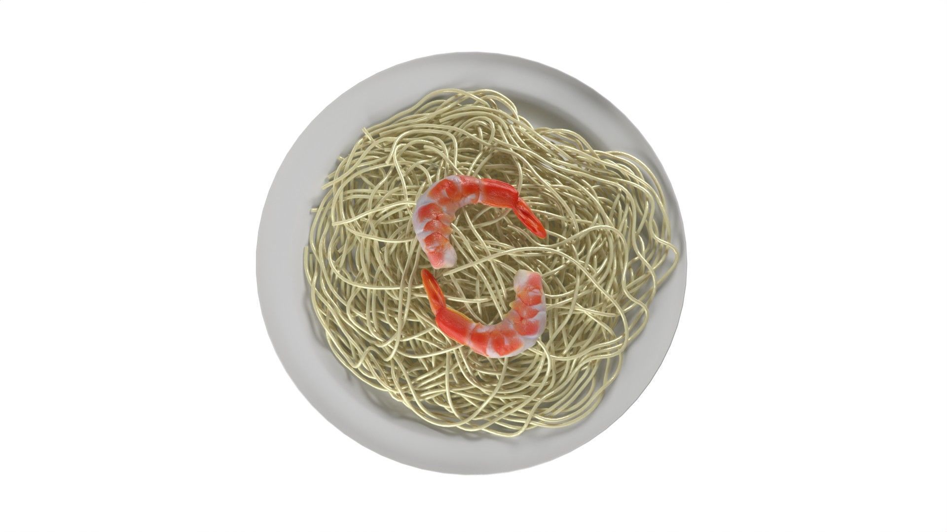 Shrimp noodles Low-poly 3D model_4