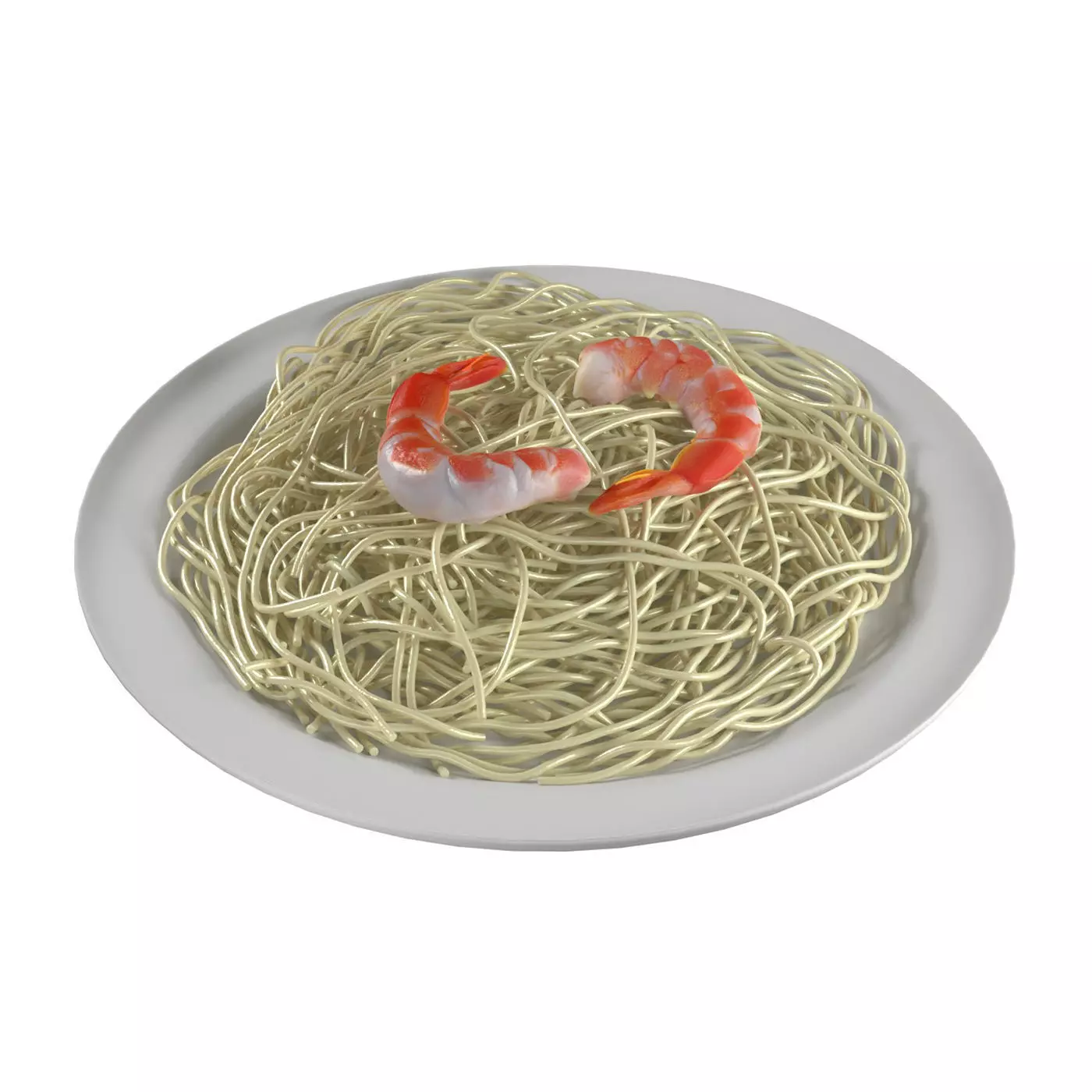 Shrimp noodles Low-poly 3D model_0