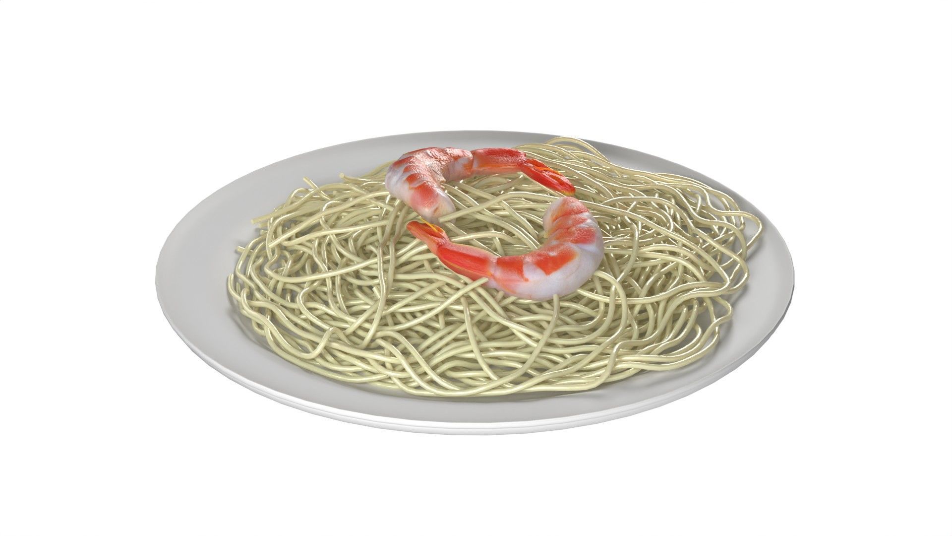 Shrimp noodles Low-poly 3D model_3