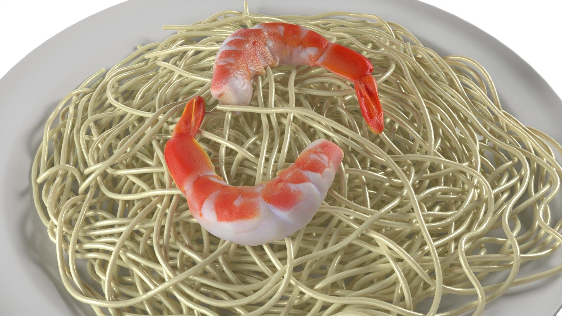 Shrimp noodles Low-poly 3D model_5