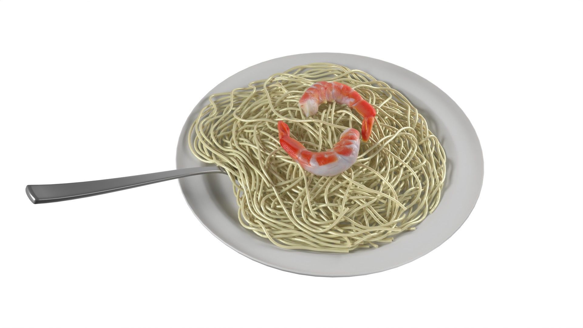 Shrimp noodles Low-poly 3D model_1