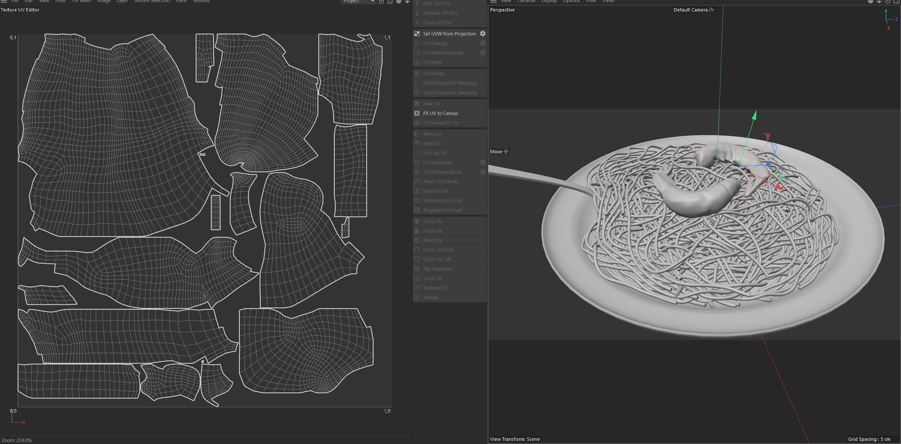 Shrimp noodles Low-poly 3D model_8