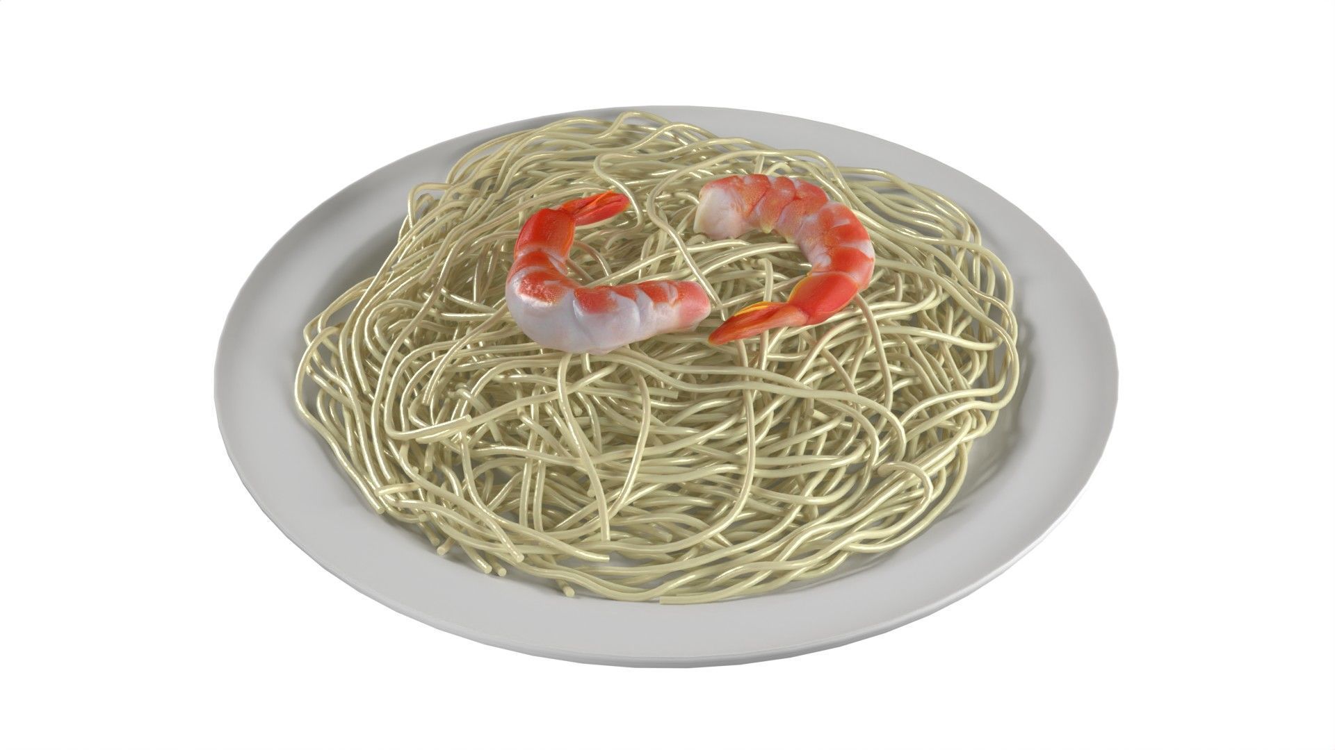 Shrimp noodles Low-poly 3D model_2
