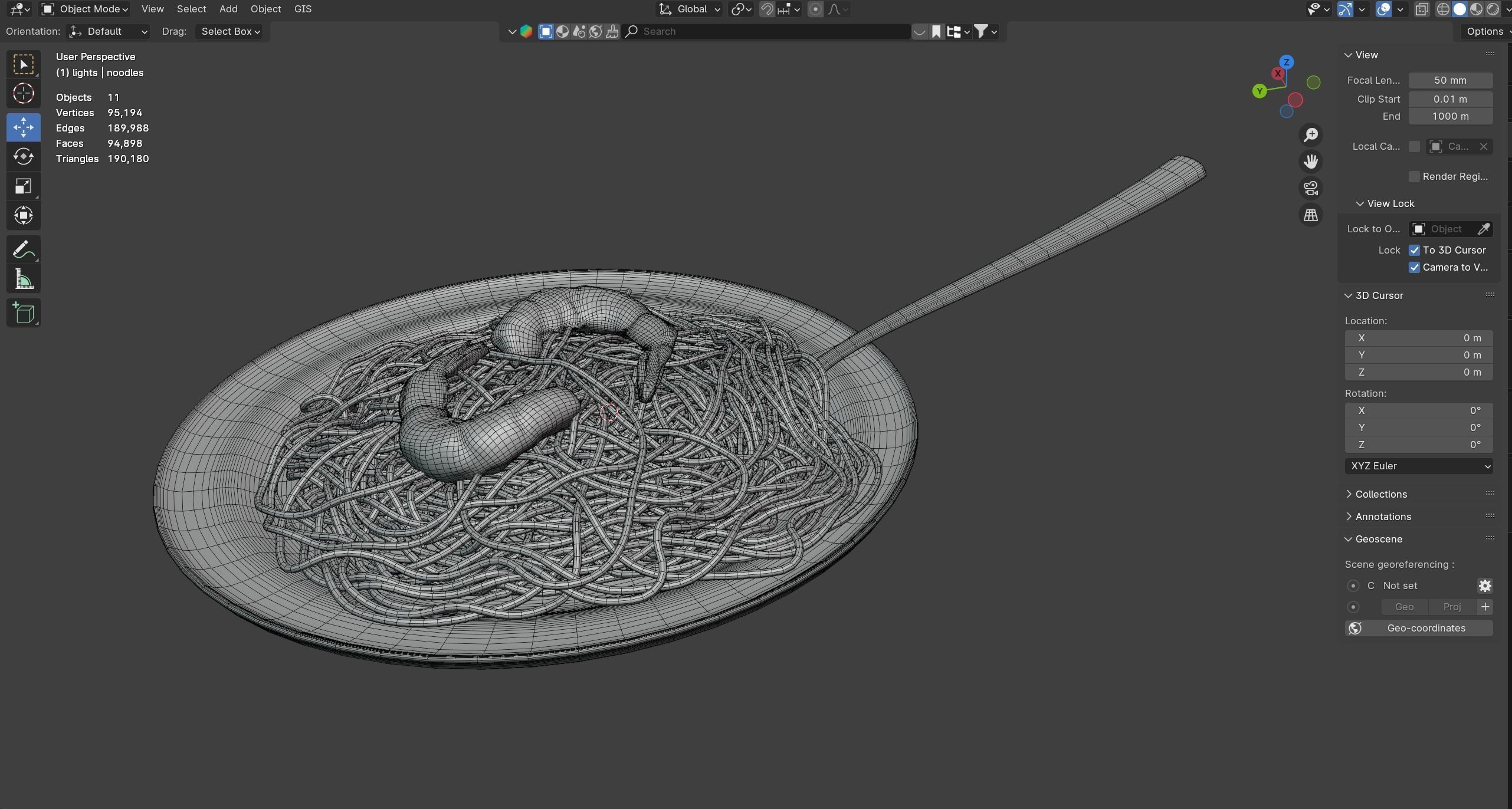 Shrimp noodles Low-poly 3D model_9