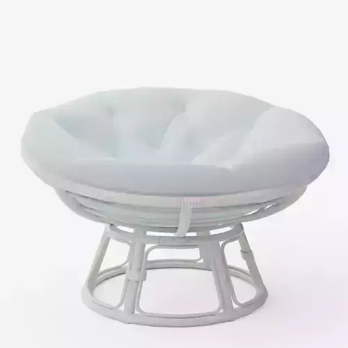 Feathery Faux-Fur Porcelain Blue Papasan Chair 3D model