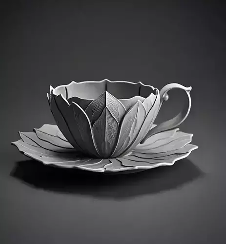 Lotus Flower Teacup and Saucer Set