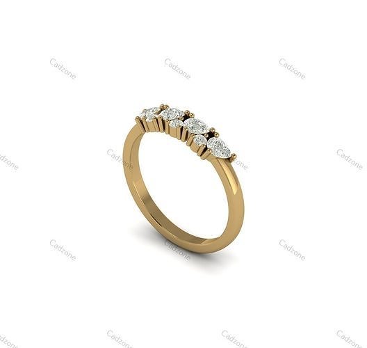 Elegant Pear And Round Diamond Gold Ring-3D CAD Model 3D print model