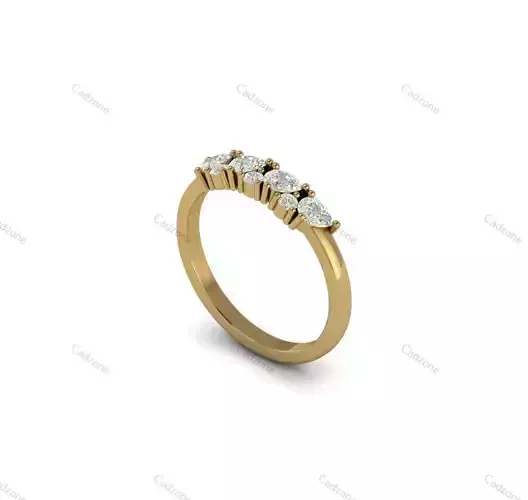 Elegant Pear And Round Diamond Gold Ring-3D CAD Model