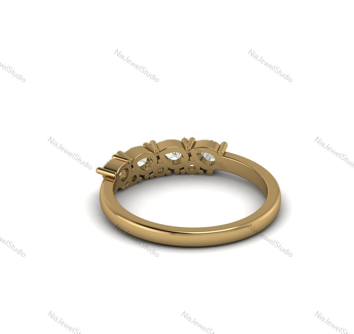 Elegant Pear And Round Diamond Gold Ring-3D CAD Model 3D print model_3