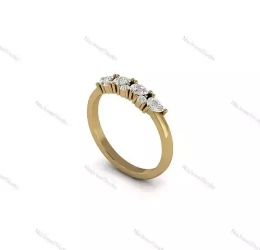 Elegant Pear And Round Diamond Gold Ring-3D CAD Model