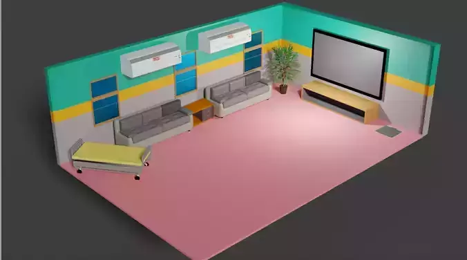 Hospital Reception Interior 3D Model 