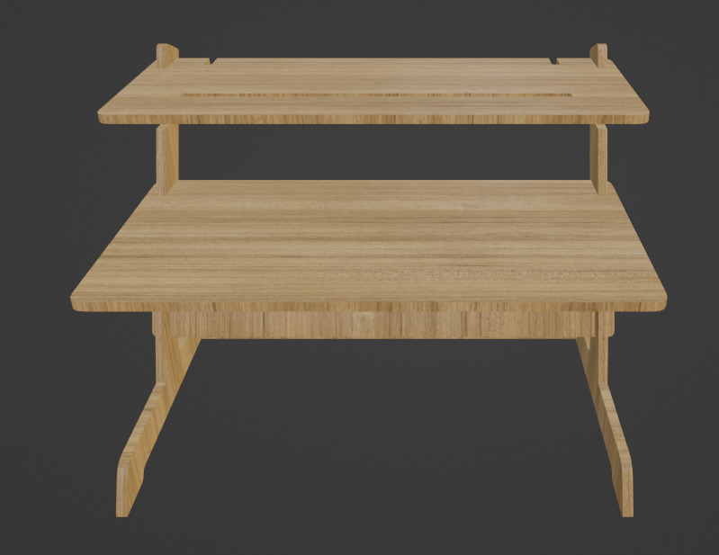 Bamboo Adjustable Sit Monitor Stand 3D model_14