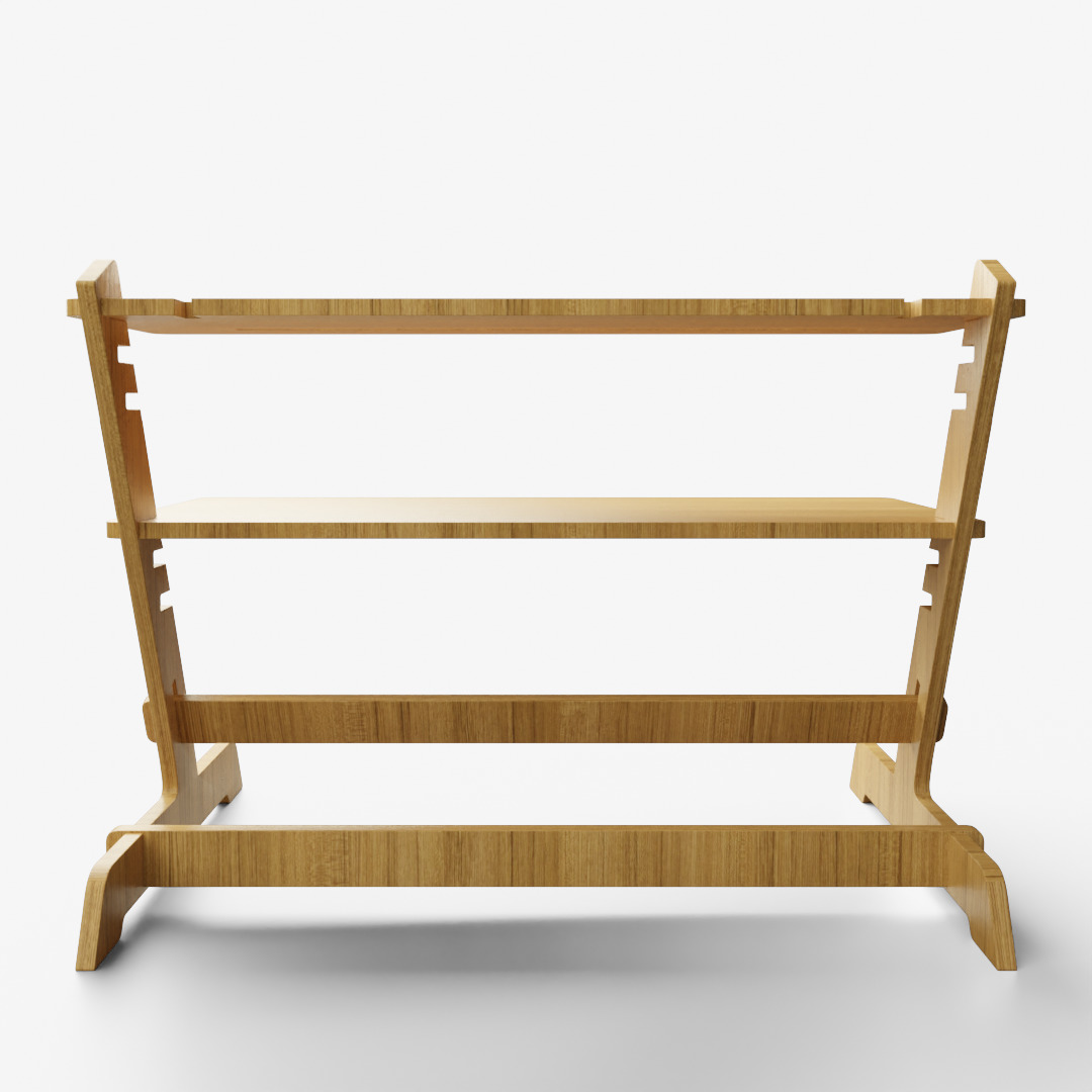 Bamboo Adjustable Sit Monitor Stand 3D model_6