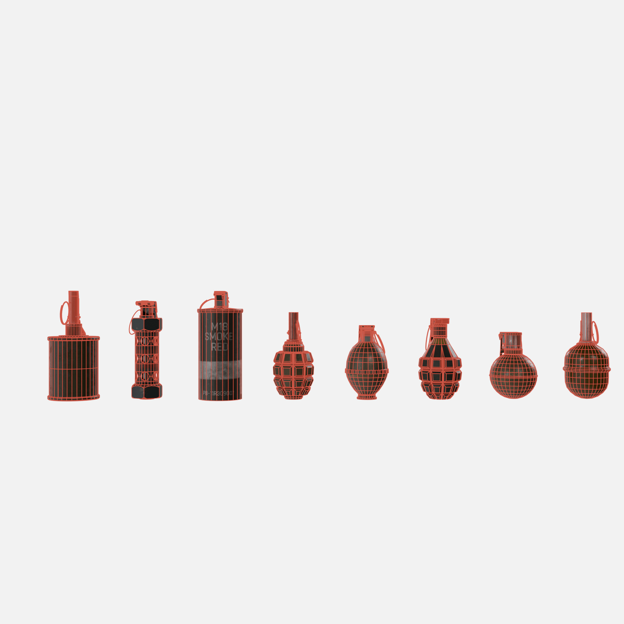 Grenade collection Low-poly 3D model_8