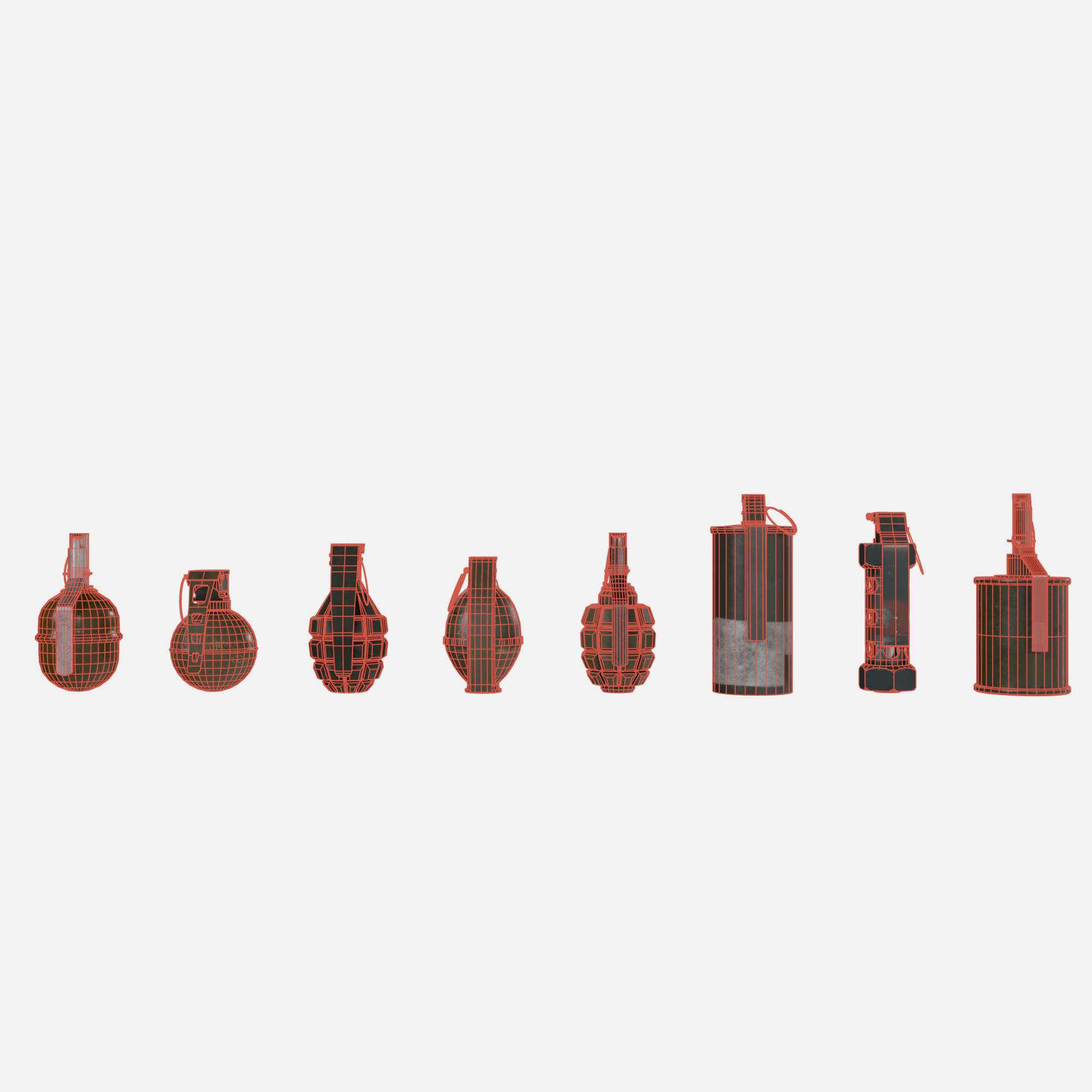 Grenade collection Low-poly 3D model_7
