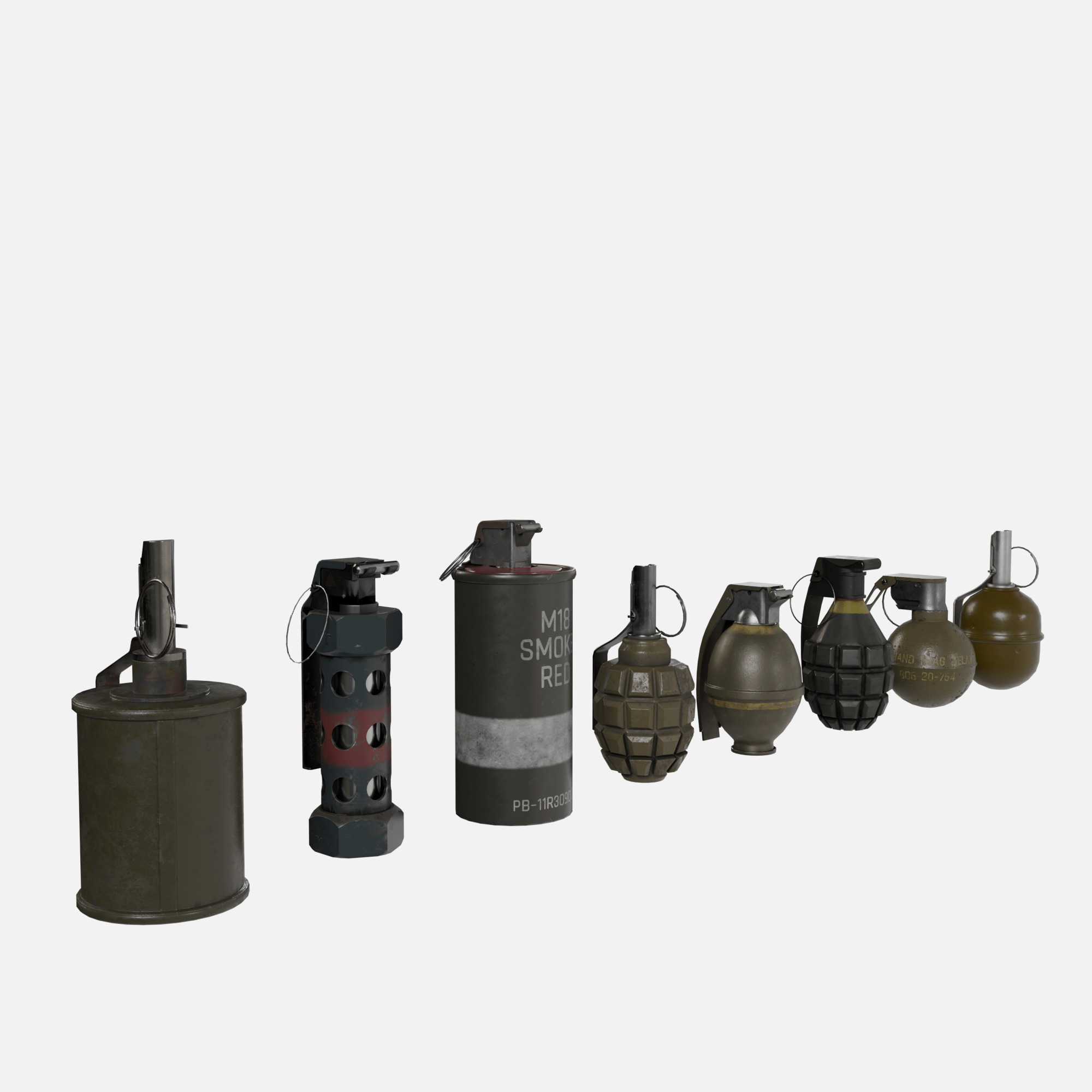 Grenade collection Low-poly 3D model_1