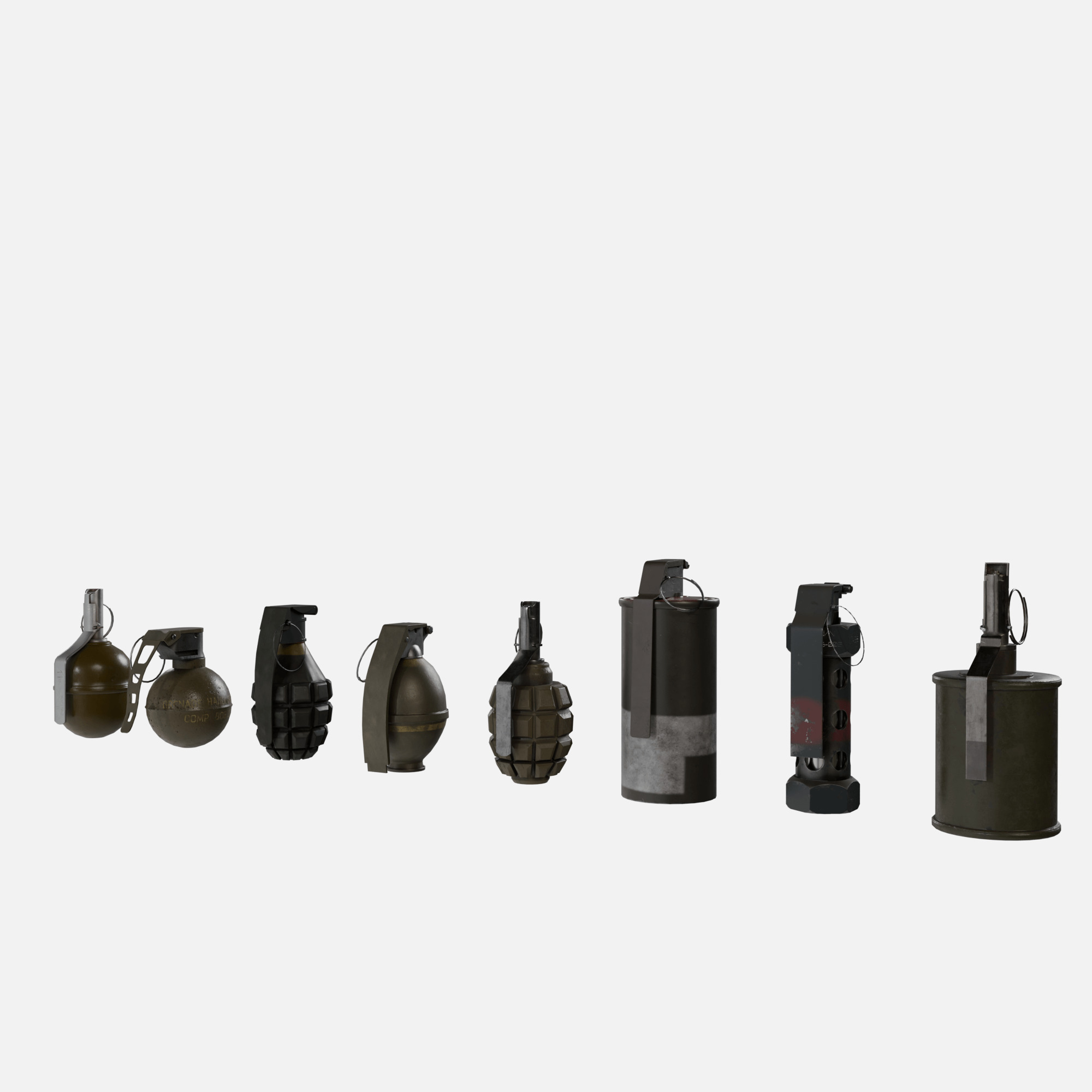 Grenade collection Low-poly 3D model_4
