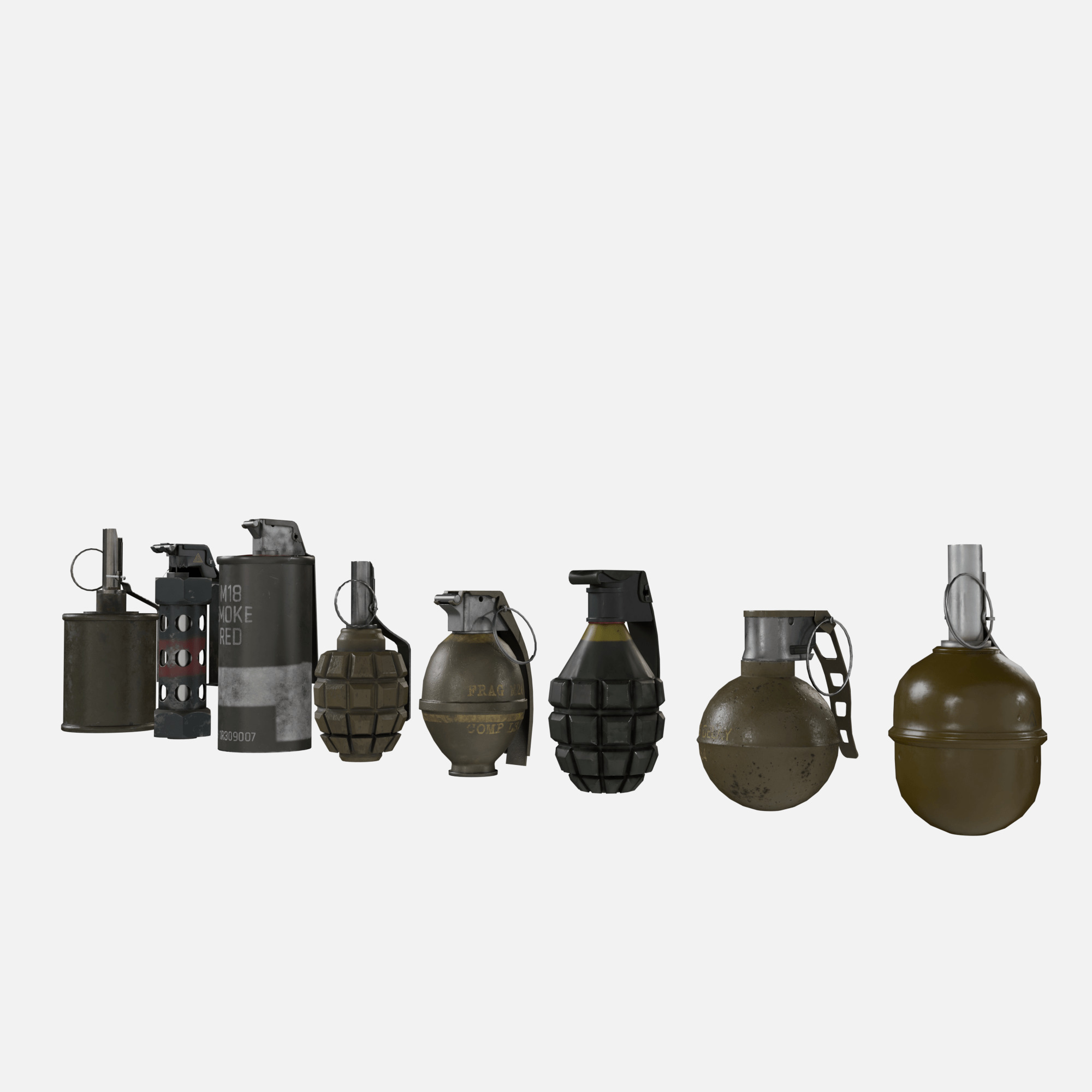 Grenade collection Low-poly 3D model_2