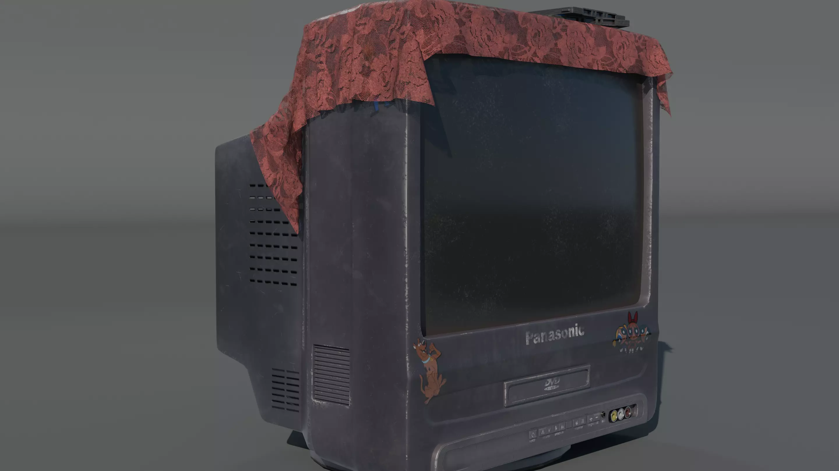 OLD RETRO TV Low-poly 3D model_0