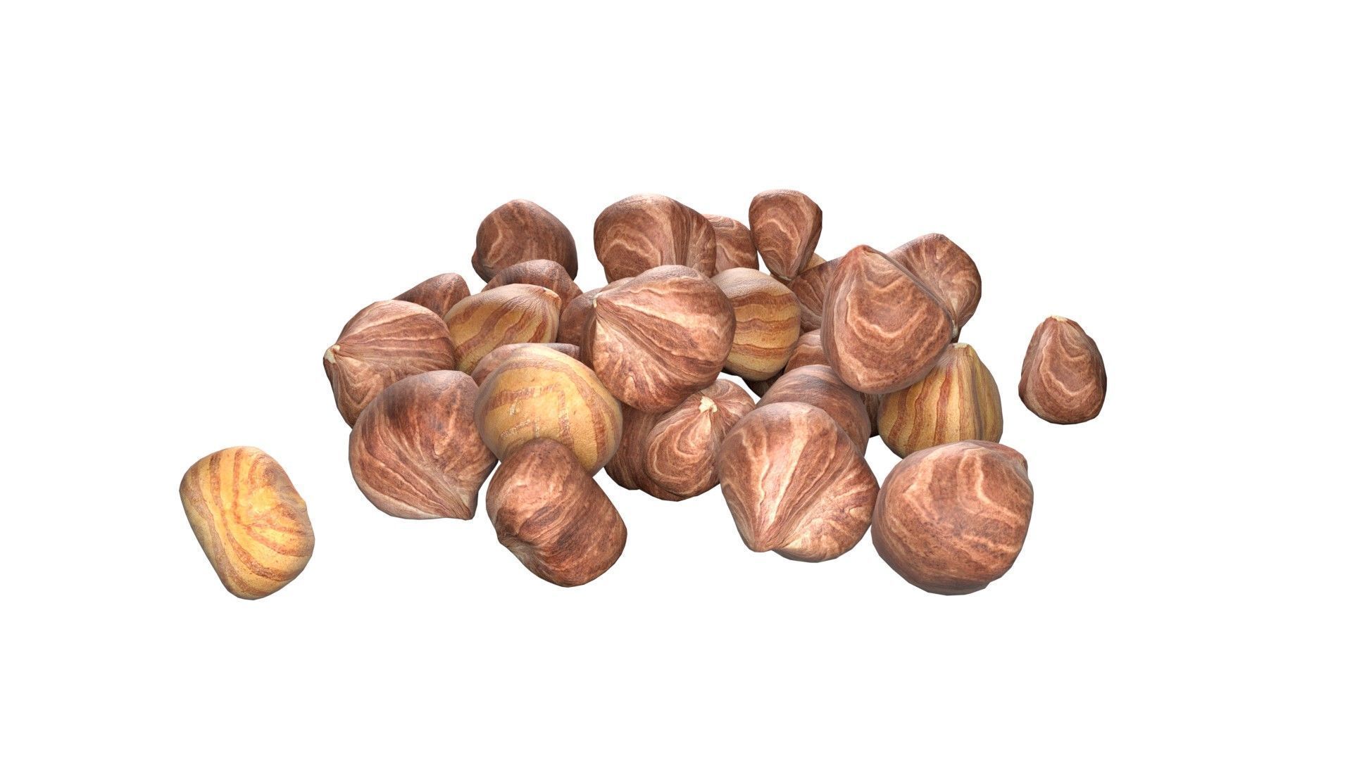 Hazelnut kernel pile   Low-poly 3D model_3