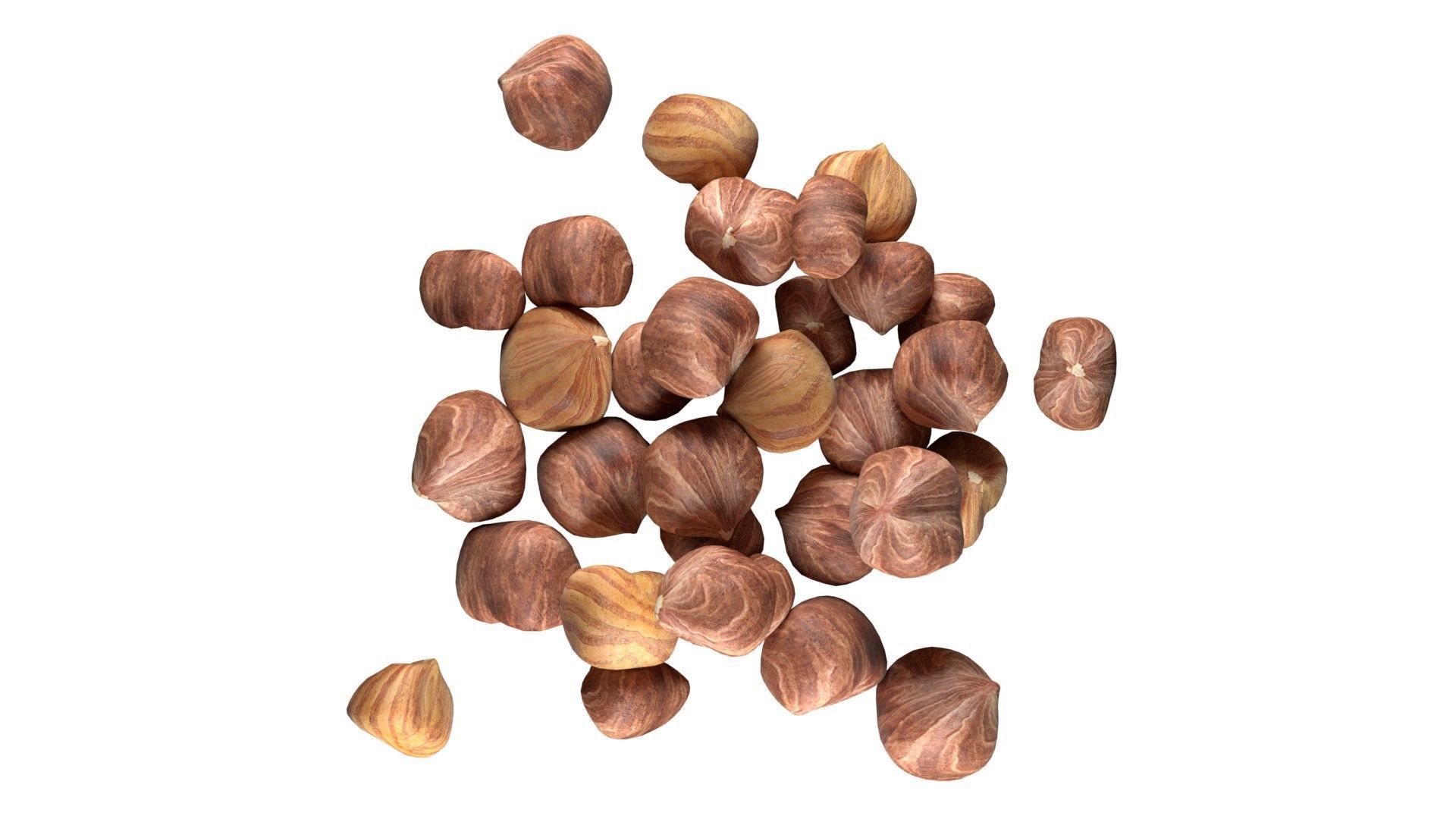 Hazelnut kernel pile   Low-poly 3D model_4
