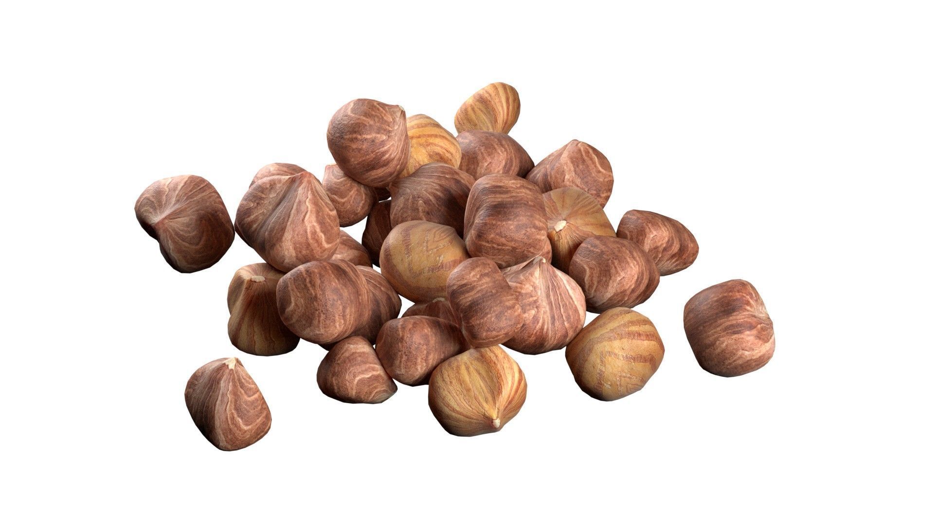 Hazelnut kernel pile   Low-poly 3D model_1