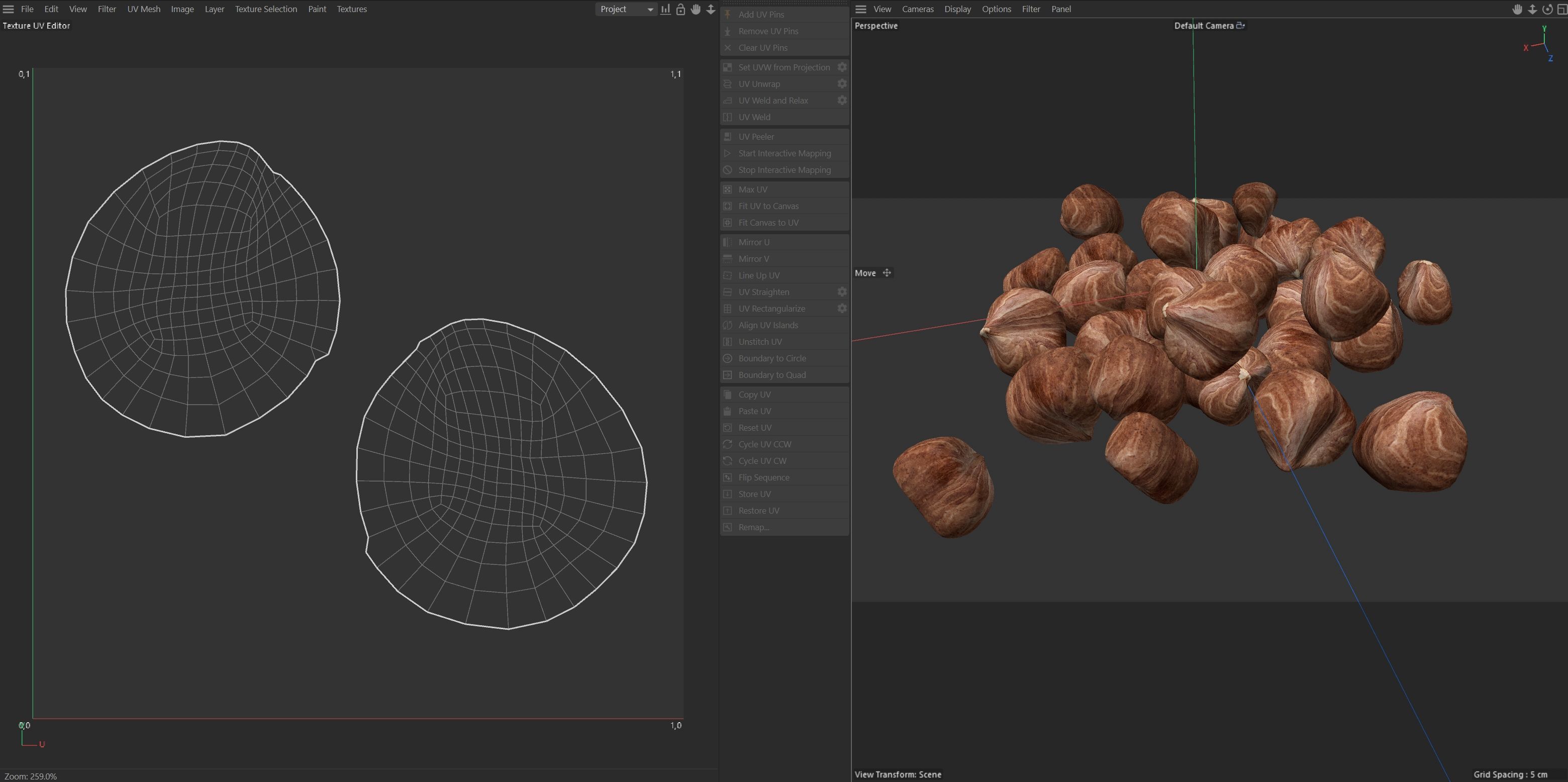 Hazelnut kernel pile   Low-poly 3D model_6