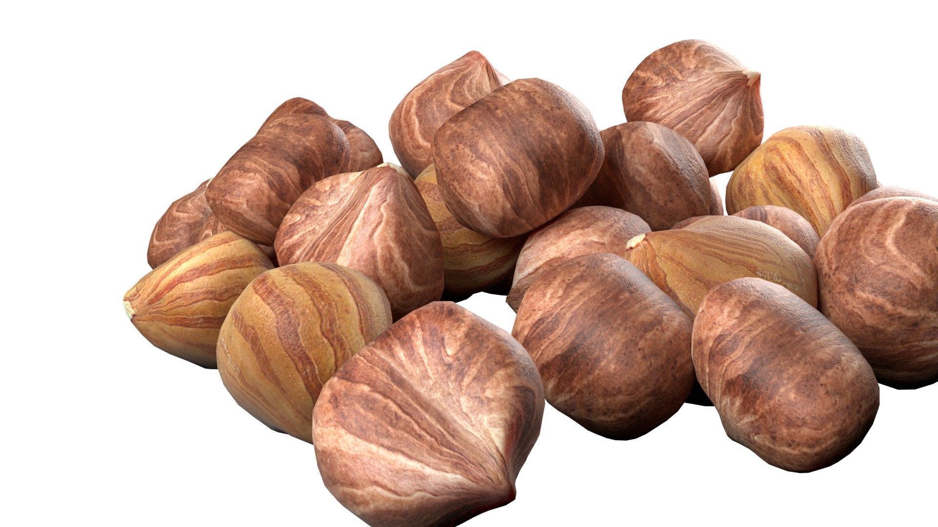 Hazelnut kernel pile   Low-poly 3D model_5