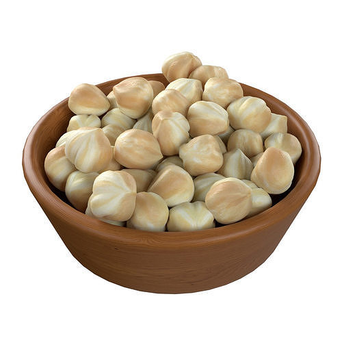 Hazelnut kernel white bowl   Low-poly 3D model