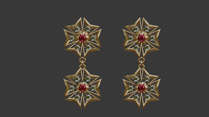 3D Printable Earrings Designs - Fashion Earring-17 Low-poly 3D print model