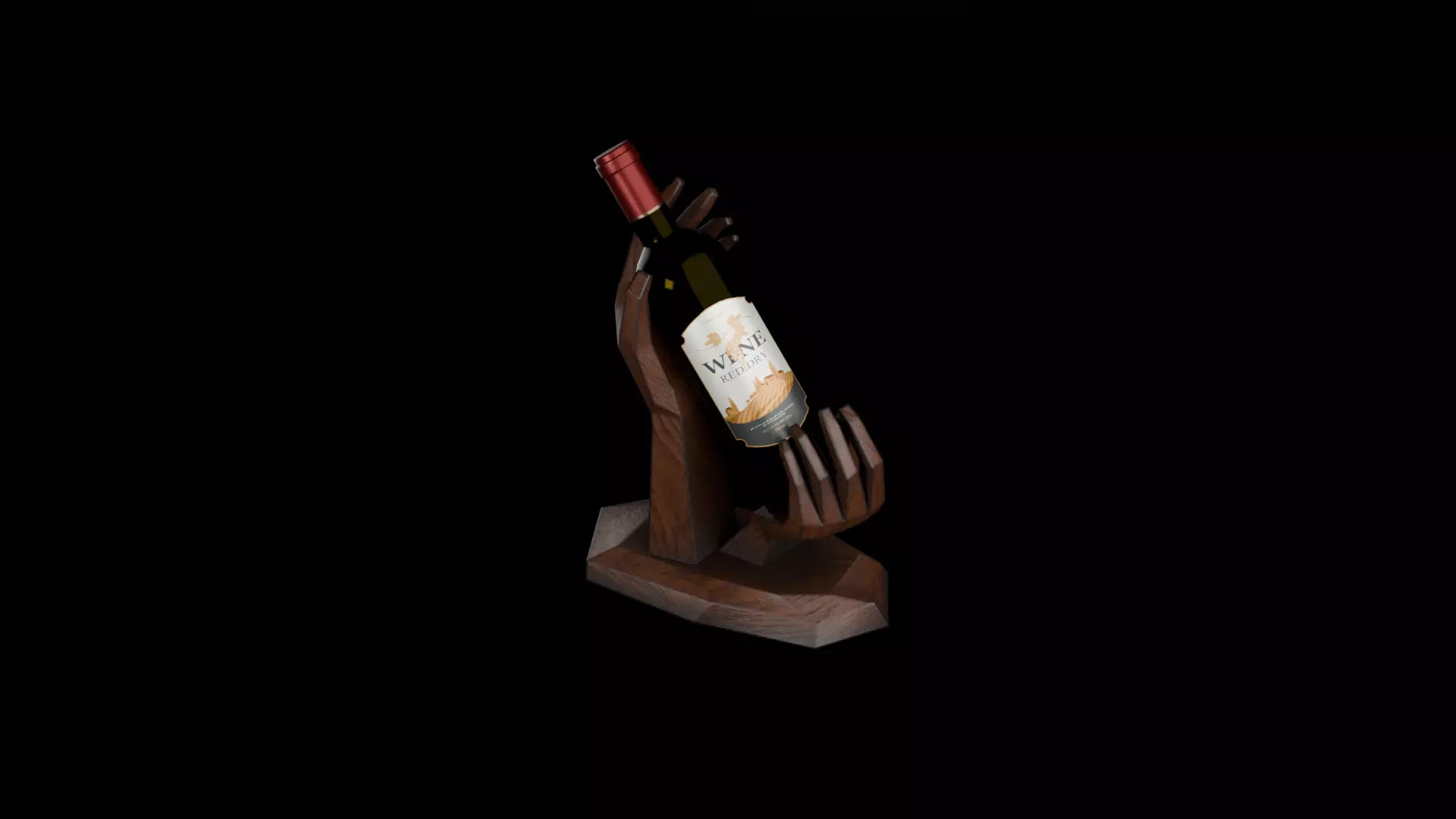 Wine bottle hand holder Low-poly 3D model