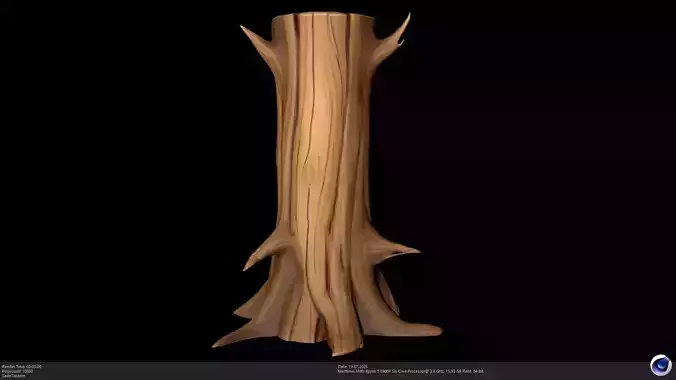 Stylized Tree Trunk 3D Model - AI Low-poly 3D model