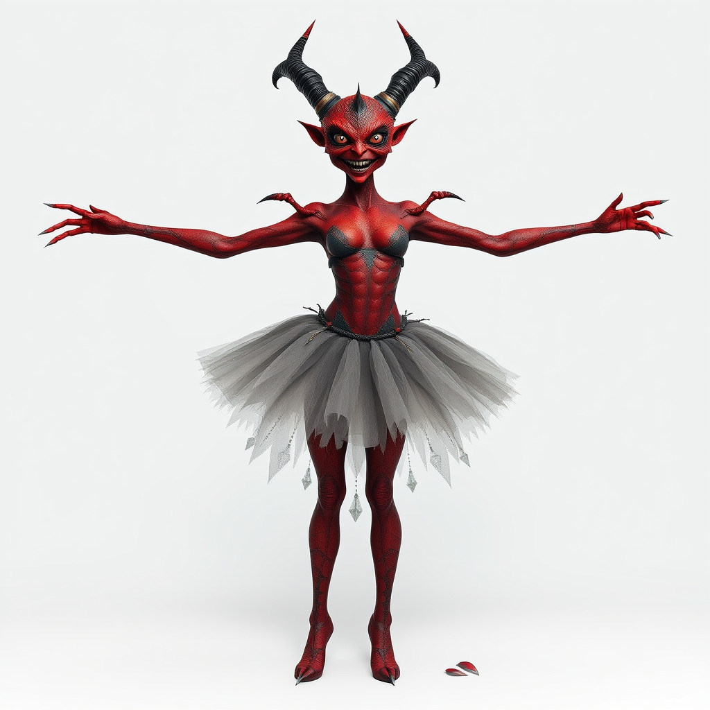 Demonic Ballerina Character Model  Rigged and Animated Low-poly 3D model_2