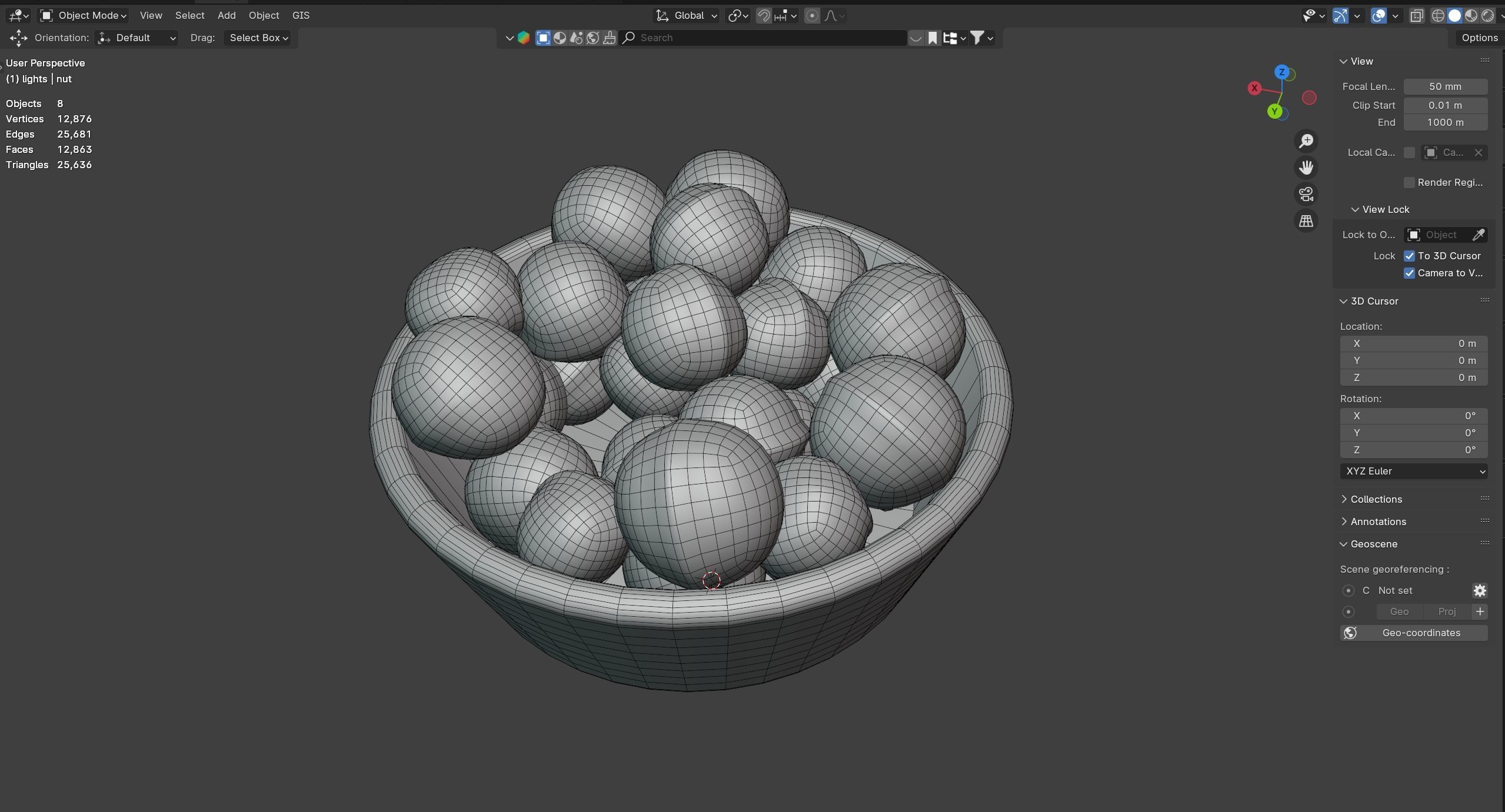 Macadamia nut kernel bowl Low-poly 3D model_7