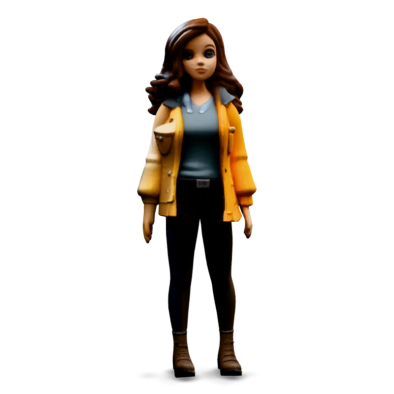 Stylized 3D Female Character Model Low-poly 3D model_3