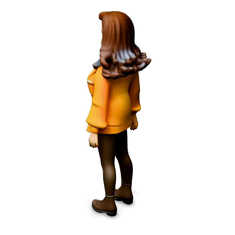Stylized 3D Female Character Model Low-poly 3D model_4