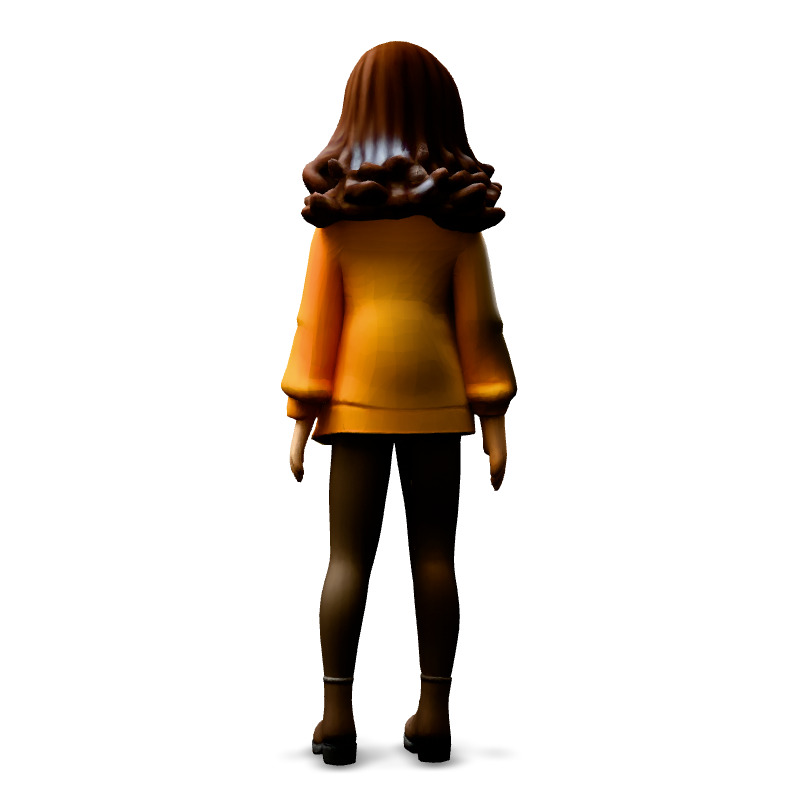 Stylized 3D Female Character Model Low-poly 3D model_6