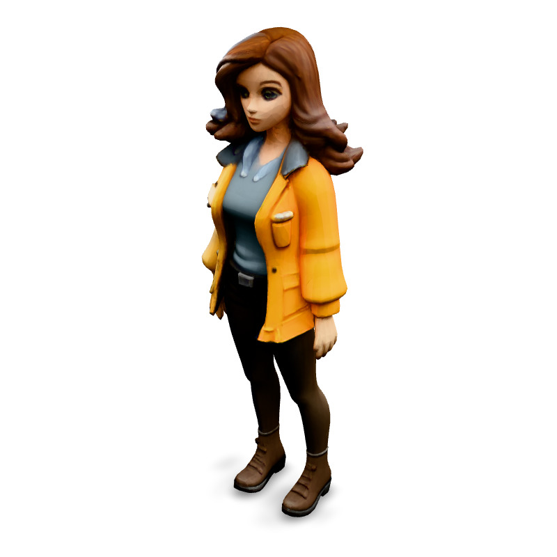 Stylized 3D Female Character Model Low-poly 3D model_1