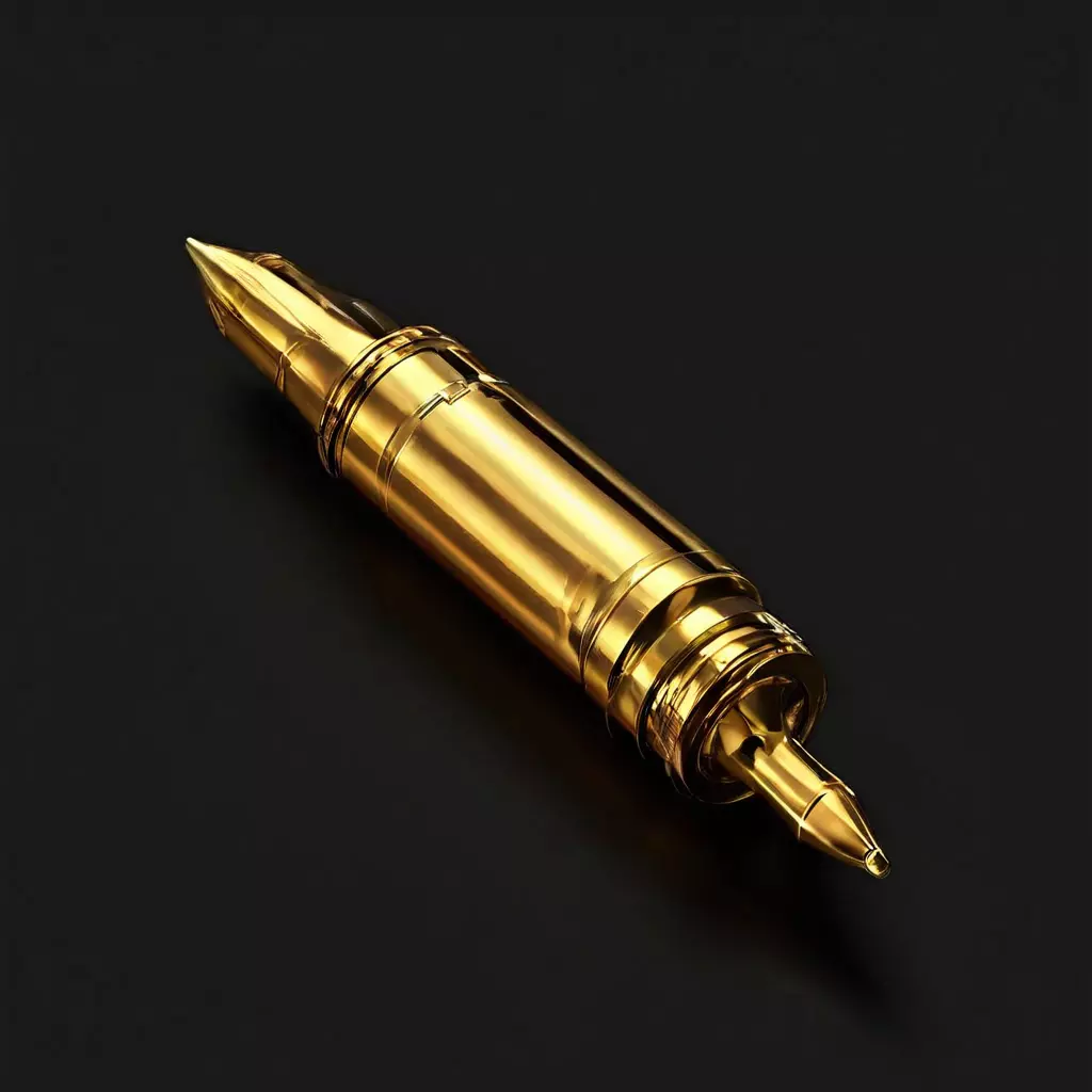 Golden Futuristic Pen 3D Model Low-poly 3D model_0