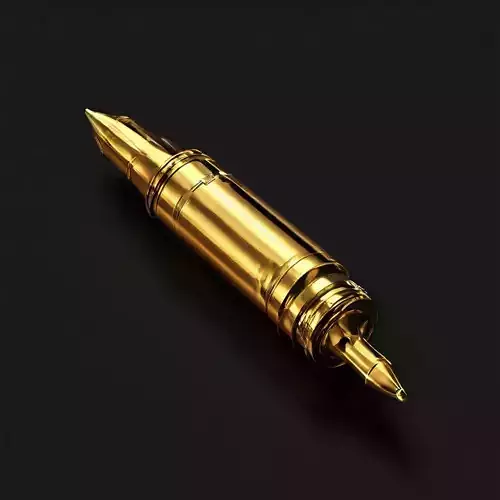 Golden Futuristic Pen 3D Model