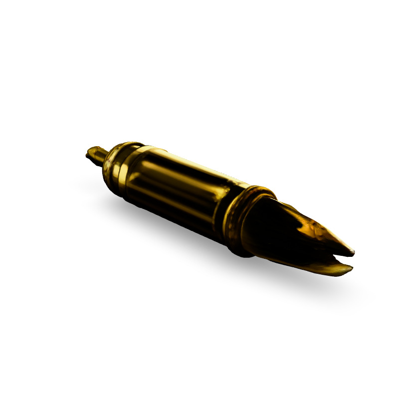 Golden Futuristic Pen 3D Model Low-poly 3D model_2