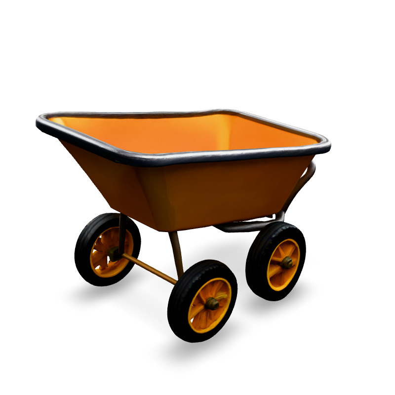Realistic Yellow Wheelbarrow 3D Model Low-poly 3D model_5