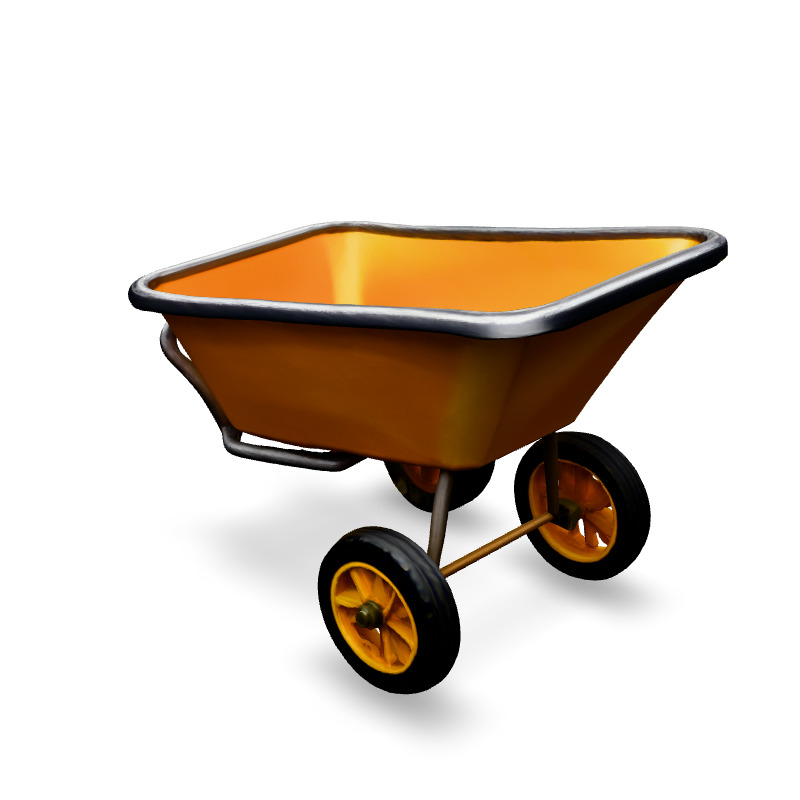 Realistic Yellow Wheelbarrow 3D Model Low-poly 3D model_4
