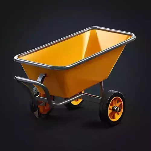 Realistic Yellow Wheelbarrow 3D Model Low-poly 3D model Realistic Yellow Wheelbarrow 3D Model Low-poly 3D model