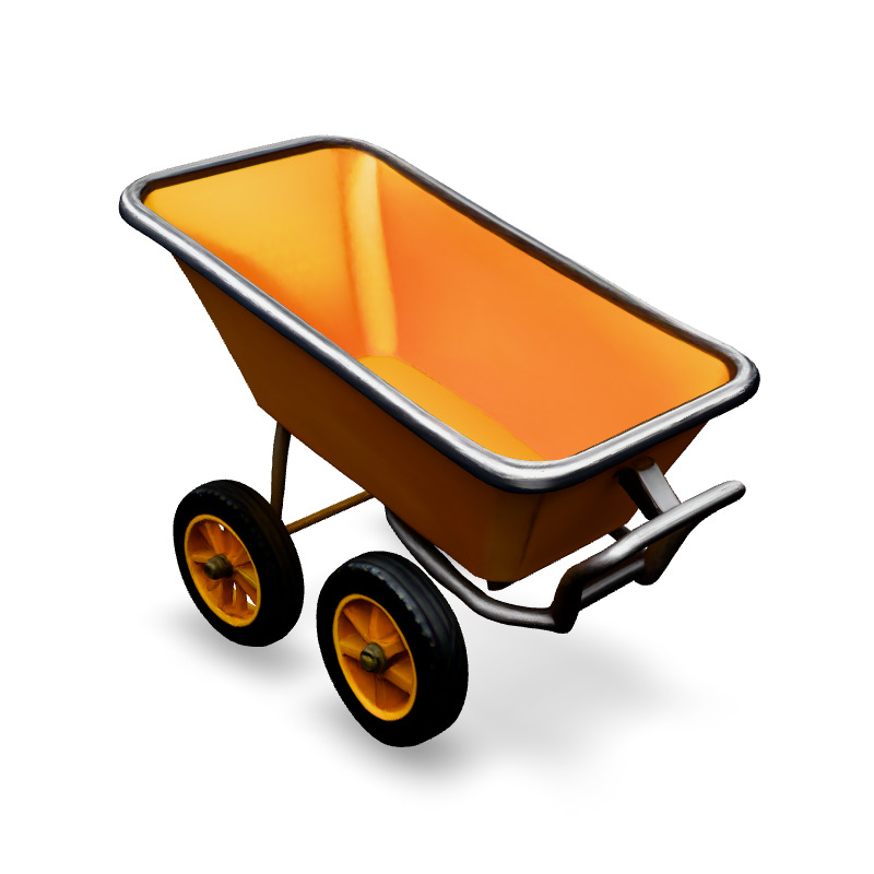Realistic Yellow Wheelbarrow 3D Model Low-poly 3D model_2