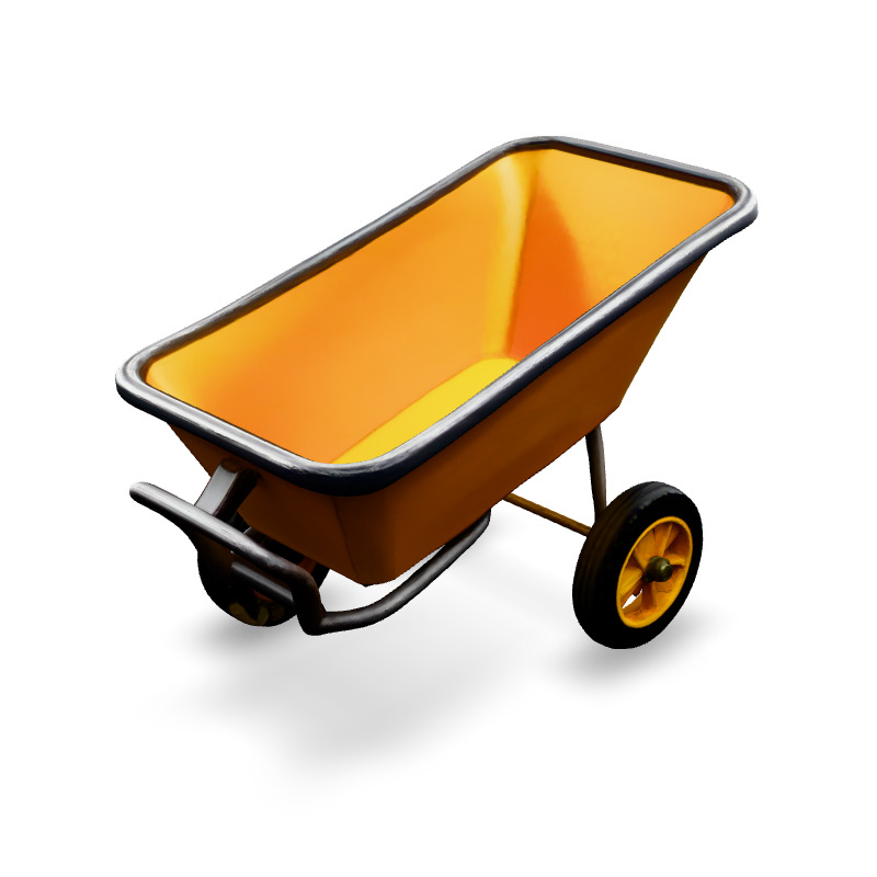 Realistic Yellow Wheelbarrow 3D Model Low-poly 3D model_1